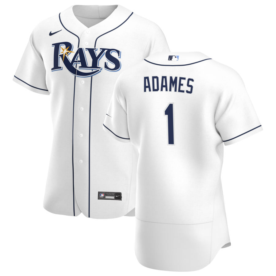 Tampa Bay Rays #1 Willy Adames Men Nike White Home 2020 Authentic Player MLB Jersey->tampa bay rays->MLB Jersey